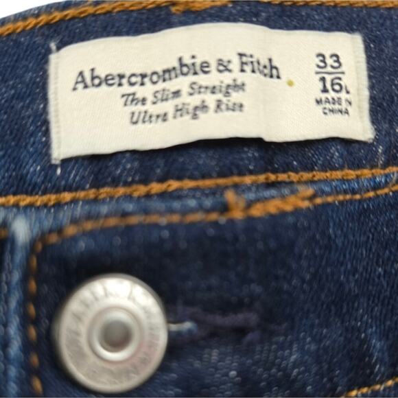 Abercrombie & Fitch‎ Dark Wash Slim Straight Ultra High Rise Jeans Plus Size 16 - Picture 8 of 13